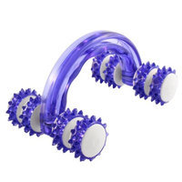 Hand-held Thigh Body Cellulite Control Health Wheel Roller Massager Blue White