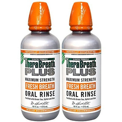 Dr. Katz TheraBreath PLUS Professional Formula Fresh Breath Oral Rinse - Extra Strength, 16 Ounce (Pack of 2)