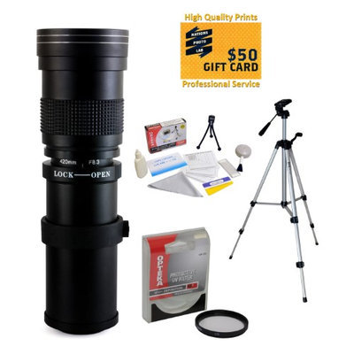 Opteka 420-800mm f/8.3 HD Telephoto Zoom Lens with UV Filter and 54