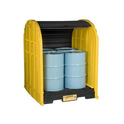 Justrite Covered Drum Spill Containment Pallet (Black/Yellow). Model: 28676