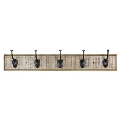 Sumner Street Home Hardware 5 Hook Rustic Modern Rail - White/Brass