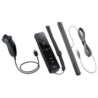 Nintendo Wii and Wii U Remote Plus with Jacket, Nunchuk and Sensor Bar - Black