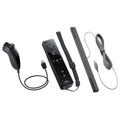 Nintendo Wii and Wii U Remote Plus with Jacket, Nunchuk and Sensor Bar - Black