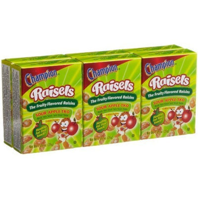 Champion Raisels Sour Apple Raisins (1.25-Ounces), 6-Count Mini Boxes (Pack of 12)