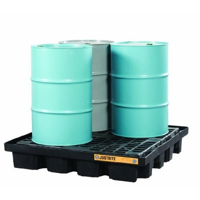 JUSTRITE 28673 Drum Spill Cntnmnt Pallet,4 Drum,5k lb.