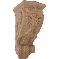 Ekena Millwork 6.25-in x 14.125-in Lindenwood Floral Wood Corbel