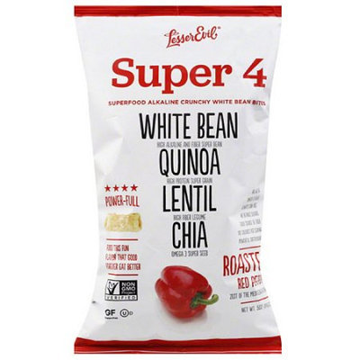 Lesser Evil Super 4 Roasted Red Pepper White Bean Bites, 5 oz, (Pack of 12)