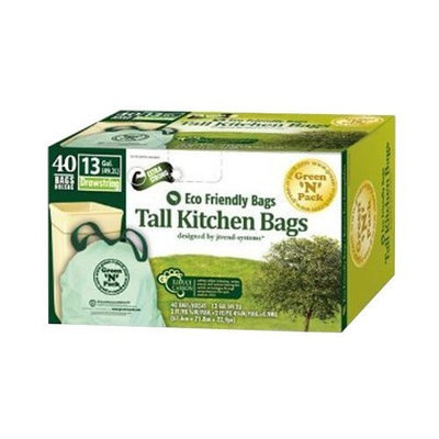 Green 'n' Pack Green N Pack 13 Gallon Drawstring Bag, Tall Kitchen Trash Liners (Lemon-Scent-40-Count (Pack of 6))