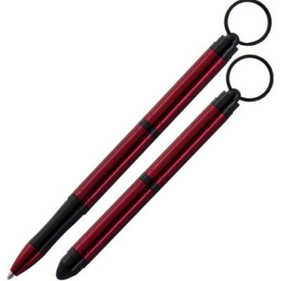 Fisher Space Tough Touch Keyring Space Pen with Stylus Anodized Aluminum Red