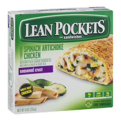 Lean Pockets Sandwiches Spinach Artichoke Chicken Seasoned Crust - 2 CT