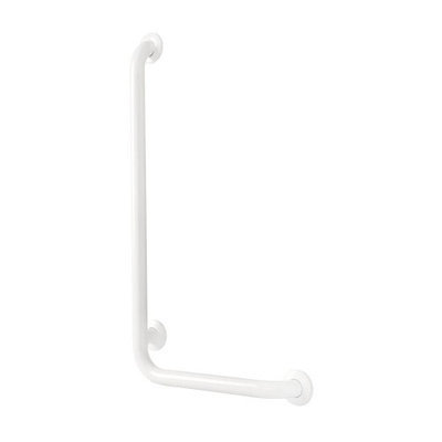 Franklin Brass Bathroom Aids 1-1/2 in. x 16 in. x 32 in. Left 90 Degree Angle Bar White 5682LHW