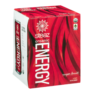Steaz Energy Organic Drink Super Fruit - 4 CT