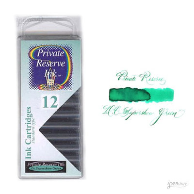 Pack/12 Private Reserve Fountain Pen Ink Cartridges, DC Supershow Green