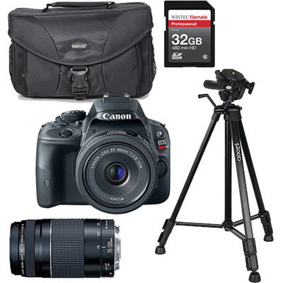 Canon Black EOS Rebel SL1 World's Smallest Digital SLR Camera, Includes 18-55mm Lens with Additional Lens, Memory Card, Bag and Tripod Value Bundle