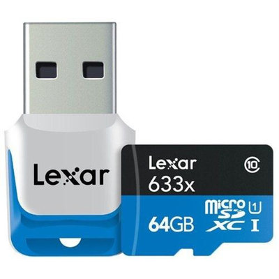 Micron Technology 64GB High-Performance microSDXC 633x Class 10 UHS-I Memory Card with USB 3.0 Reader