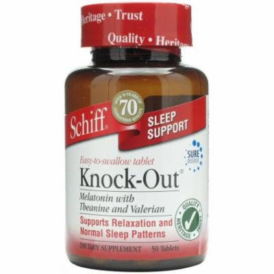 Schiff Knock-Out with Melantonin, 3mg, Theanine and Valerian Sleep Aid Supplement, 50 CT