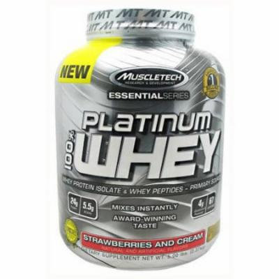 MuscleTech 100% Platinum Whey, Strawberries and Cream, 5 LB