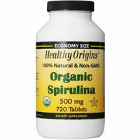 Healthy Origins Spirulina, Organic, 100% Natural, Non-GMO, 500mg, 720 CT