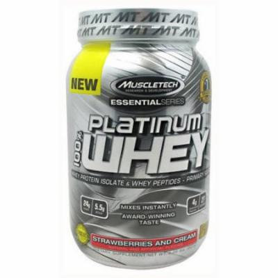 MuscleTech 100% Platinum Whey, Strawberries and Cream, 2 LB