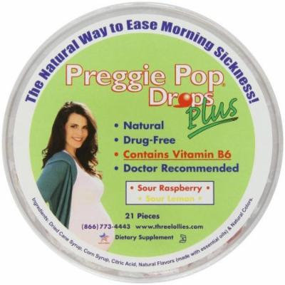 Three Lollies Preggie Pop Drops Plus, Sour Raspberry & Sour Lemon, 21 CT (Pack of 2)