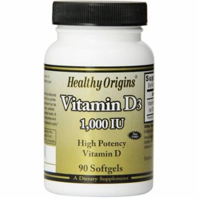 Healthy Origins Vitamin D3, 1000 IU, High Potency, 90 CT (Pack of 2)