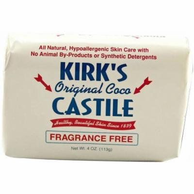 Kirk's Coco Castile Bar Soap, Fragrance Free, 4 OZ (Pack of 3)