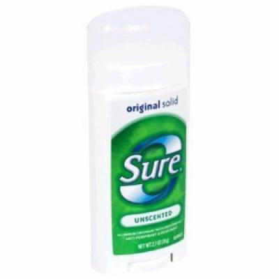 Sure Original Solid Anti-Perspirant & Deodorant Unscented 2.7 oz. (Pack of 6)