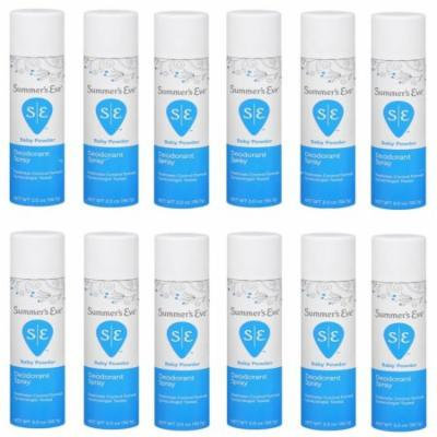 Summer's Eve Feminine Deodorant Spray, Baby Powder - 2 oz (Pack of 12)