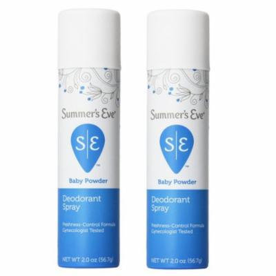 Summer's Eve Feminine Deodorant Spray, Baby Powder - 2 oz (Pack of 2)