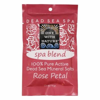 One With Nature - 100% Pure Active Dead Sea Minerals Salts Spa Blend Rose Petal - 2.5 oz.