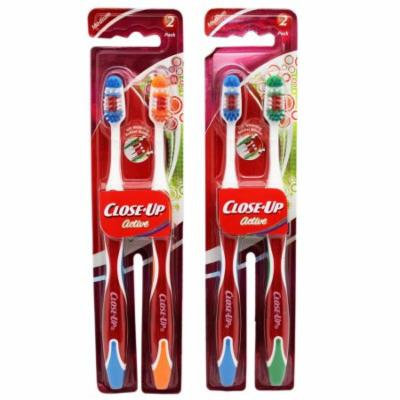 Close-Up Active Medium Bristle Toothbrush Pack (2 Toothbrushes, Random Colors)