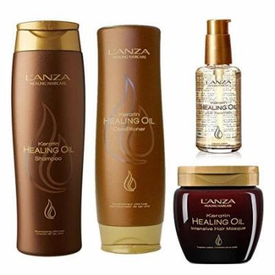 Lanza Keratin Healing Oil Shampoo 10.1 & Conditioner 8.5 oz Duo & Lanza Keratin Healing Oil Treatment 3.4 Ounces, L'anza Keratin Healing Oil Intensive Hair Masque 7.1 Ounces