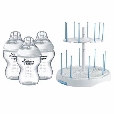 Tommee Tippee Natural 3 Pack Bottles with High Capacity Drying Rack, 9 Ounce