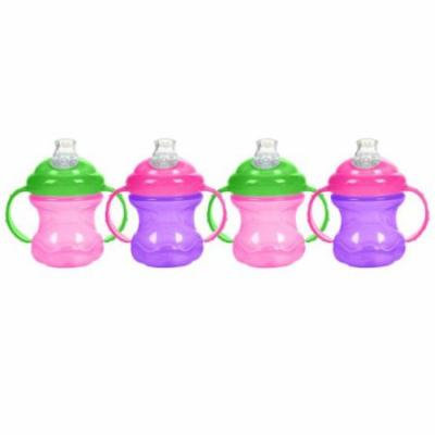 Nuby 8 oz No-Spill Cup with Super Spout - 4 Pack (Pink/Purple)