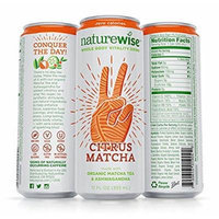 NatureWise Citrus Matcha Whole Body Vitality Drink with Organic Matcha Tea, Ashwagandha, Whole Food Vitamins, Amino Acids & Holy Basil, 12-pack