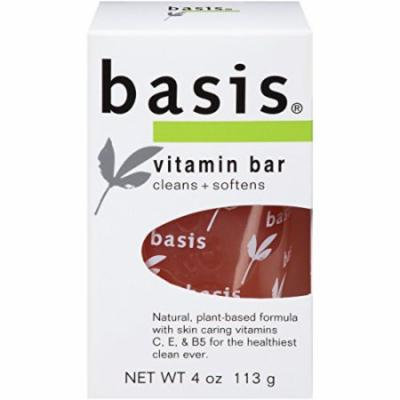 3 Pack - Basis Vitamin Bar Soap, Cleans + Softens 4oz Each
