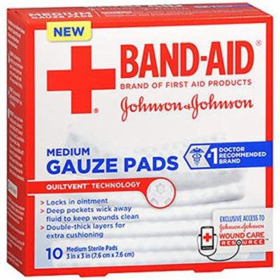 6 Pack - BAND-AID First Aid Medium Gauze Pads, 3 in x 3 in, 10 Each