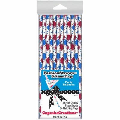 Cupcake Creations, Fashion Straws & Name Flags, Party Balloons, 24 Pk, 7013