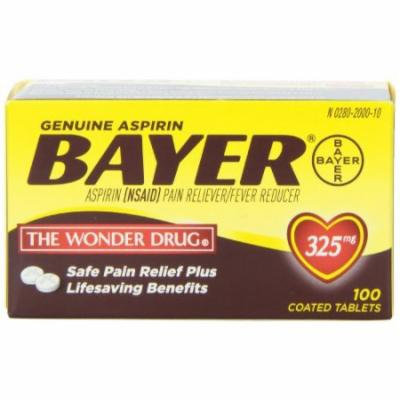 3 Pack - Genuine Bayer Aspirin Tablets With Easy Grip Cap 325mg 100 Tablets Each