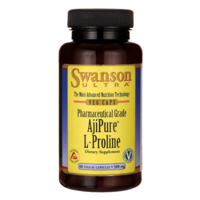Swanson Ajipure L-Proline, Pharmaceutical Grade 500 mg 60 Veg Caps