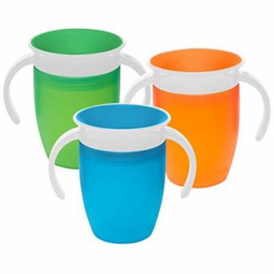 Munchkin Miracle 360 Degree 7 Ounce Spoutless Trainer Cup, 3 Pack, Green/Oran...