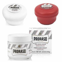Proraso Shave Soap, Sensitive 150 ml + Proraso Shave Soap, Sandalwood 150 ml + Proraso Pre Shaving Cream w/ Green Tea & Oatmeal 100 ml