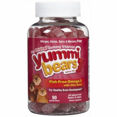 Yummi Bears Fish Free Omega 3 with Chia Seed, Healthy Brain Development, Gummies, 90 CT