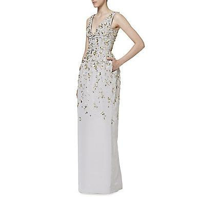 Carolina Herrera Embroidered Faille Gown - Silver