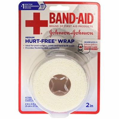 2 Pack - BAND-AID First Aid Hurt-Free Wrap, Medium 2 inch X 2.3 Yards Each
