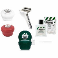 Proraso Shave Soap Sensitive 150ml + Proraso Shave Soap Sandalwood 150ml + Proraso Shaving Soap Menthol and Eucalyptus 4oz + Double Edge Razor + Proraso: Refreshing and Invigorating Aftershave Lotion
