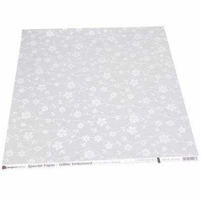 Papermania Glitter Embossed Vellum 12X12-Spring Floral