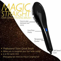 Magic-Straight Salon Grade Professional Hair Straightening Brush with Variable Temperature Control, Anti Frizz, Anti Scald, Anion, Detangling, Digital Display and Ceramic heating Plates (Black)