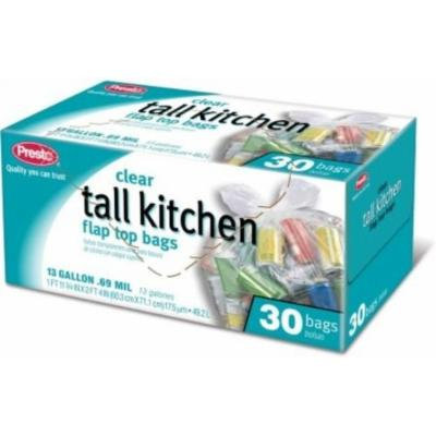 Clear Tall Kitchen Garbage Bags, 13 Gallon, 30 Count