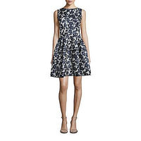 Oscar de la Renta Floral Gazar Faille Coupe Dress